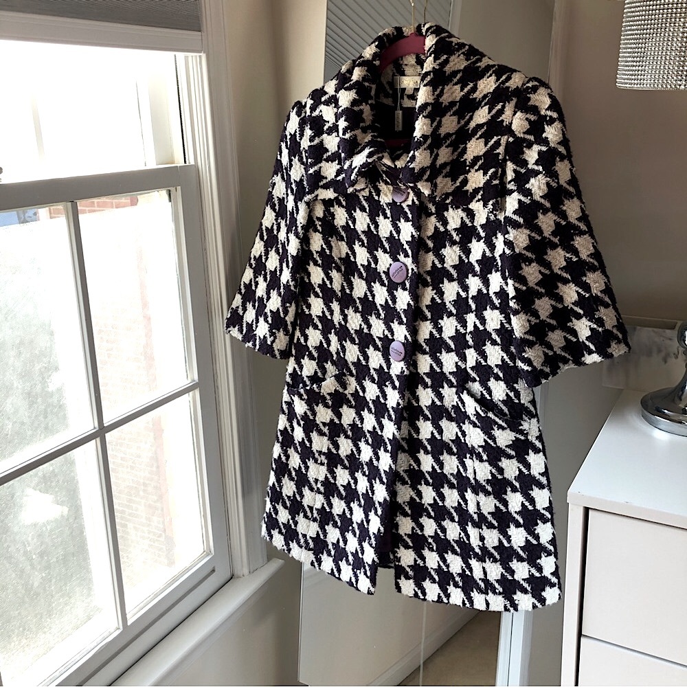 💝✨euro Sz 38 Tweed coat fitted waist line in purple and beige check - Picture 9 of 9